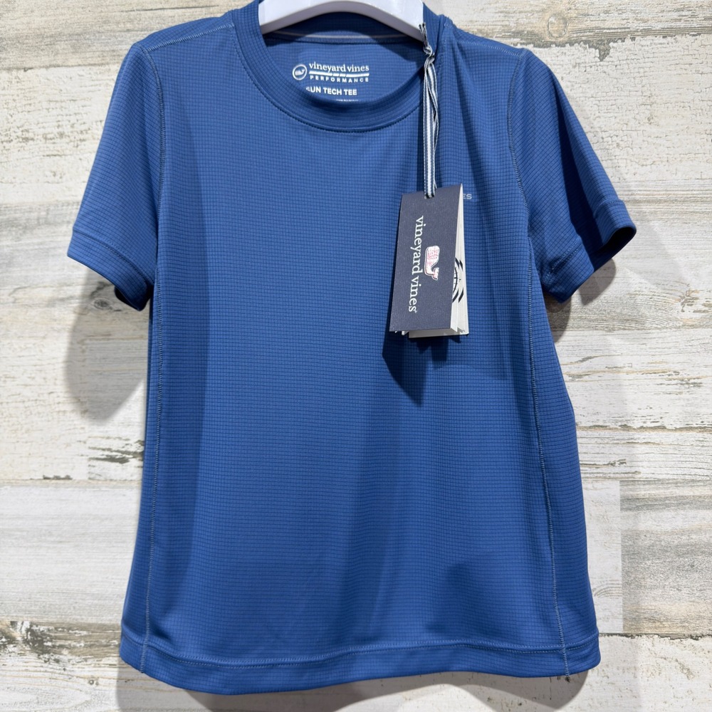 Vineyard Vines Sun Tech Tee Boys Size 6 Blue Performance Activewear NWT